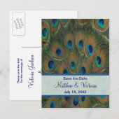 Carte Postale Faire-part Mariage Peacock Enregistrer La Date (Devant / Derrière)