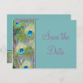 Carte Postale Faire-part Mariage Peacock Enregistrer La Date (Devant / Derrière)