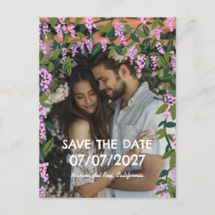 Carte Postale Faire-part Mariage personnalisé avec photo de fleurs de vigne