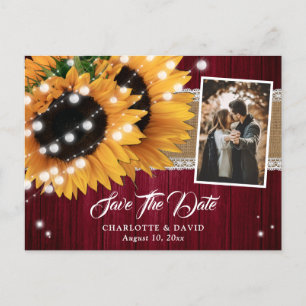 Carte Postale Faire-part Mariage Photo Bois Tournesol Bourgogne