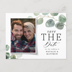 Carte Postale Faire-part Mariage photo botanique de script moderne eucalypt