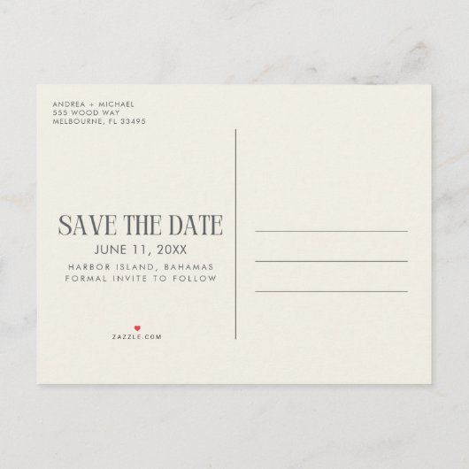 Carte Postale Faire-part Mariage photo budget unique Enregistrer la date (Dos)