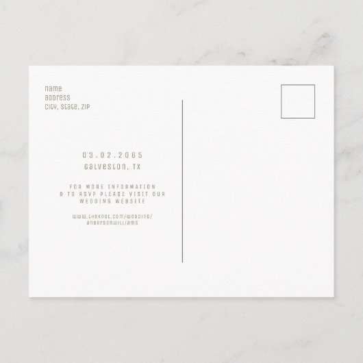 Carte Postale Faire-part Mariage photo couple Enregistrer la date Site Web (Dos)