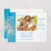 Carte Postale Faire-part Mariage photo de destination moderne Sauvez la dat (Devant / Derrière)