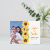 Carte Postale Faire-part Mariage photo de tournesol jaune Enregistrer la da (Debout devant)