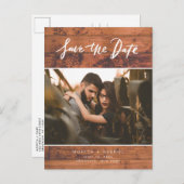 Carte Postale Faire-part Mariage photo en bois rustique Enregistrer la date (Devant / Derrière)