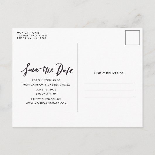 Carte Postale Faire-part Mariage photo en bois rustique Enregistrer la date (Dos)