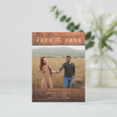 Carte Postale Faire-part Mariage photo en bois rustique Enregistrer la date (Debout devant)