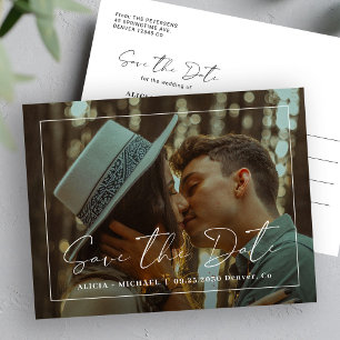 Carte Postale Faire-part Mariage photo en écriture simple et élégant