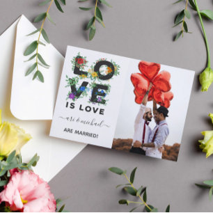 Carte Postale Faire-part Mariage photo floral Love Is Love
