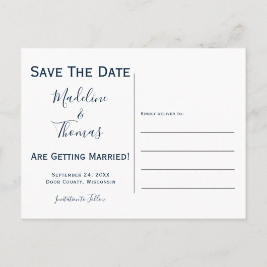 Carte Postale Faire-part Mariage photo grand nombre en gras (Dos)