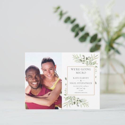 Carte Postale Faire-part Mariage photo Micro Greenery télédimensionné (Debout devant)