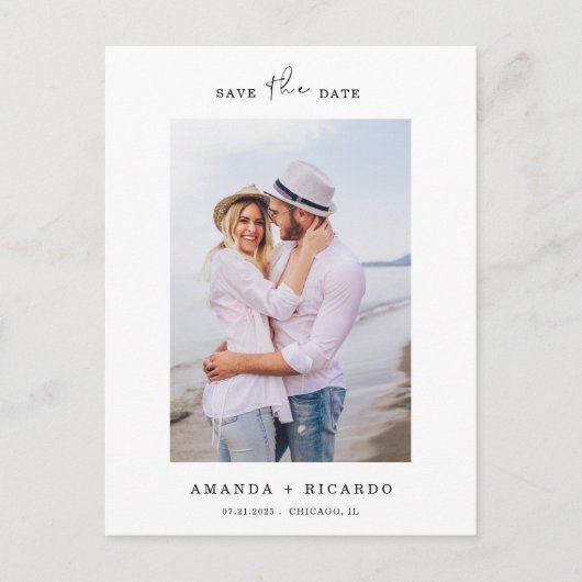 Carte Postale Faire-part Mariage Photo Minimaliste Tendance (Devant)