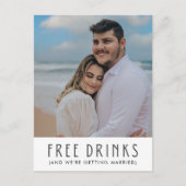 Carte Postale Faire-part Mariage photo moderne Boissons gratuites Enregistr (Devant)