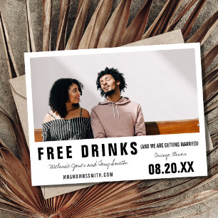 Carte Postale Faire-part Mariage Photo Moderne Drinks Gratuits Drôles