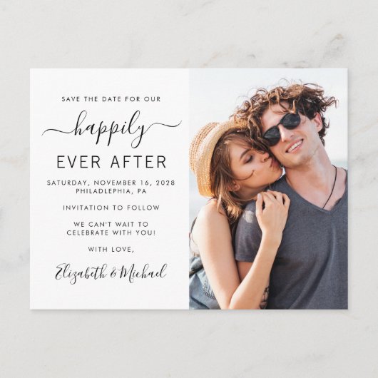 Carte Postale Faire-part Mariage photo moderne Enregistrer la date (Devant)