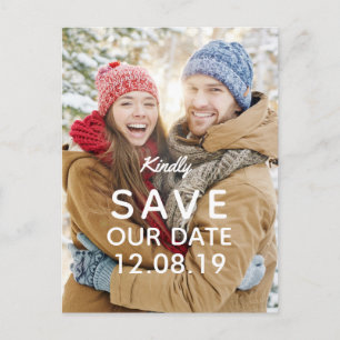 Carte Postale Faire-part Mariage photo moderne Sauvez la date