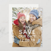 Carte Postale Faire-part Mariage photo moderne Sauvez la date (Devant / Derrière)