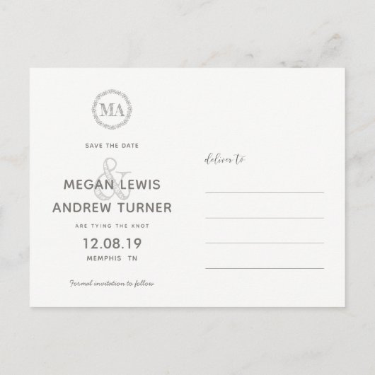 Carte Postale Faire-part Mariage photo moderne Sauvez la date (Dos)