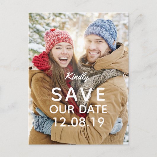 Carte Postale Faire-part Mariage photo moderne Sauvez la date (Devant)