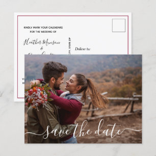 Carte Postale Faire-part Mariage photo moderne simple Enregistrer la date