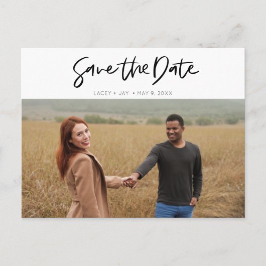 Carte Postale Faire-part Mariage photo moderne simple Enregistrer la date (Devant)