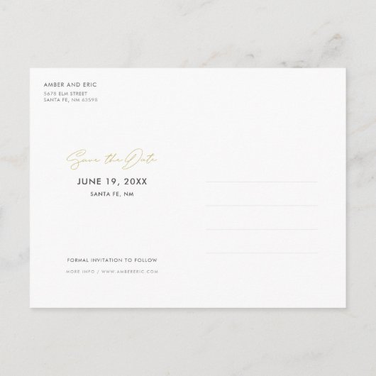 Carte Postale Faire-part Mariage photo moderne simple Enregistrer la date (Dos)