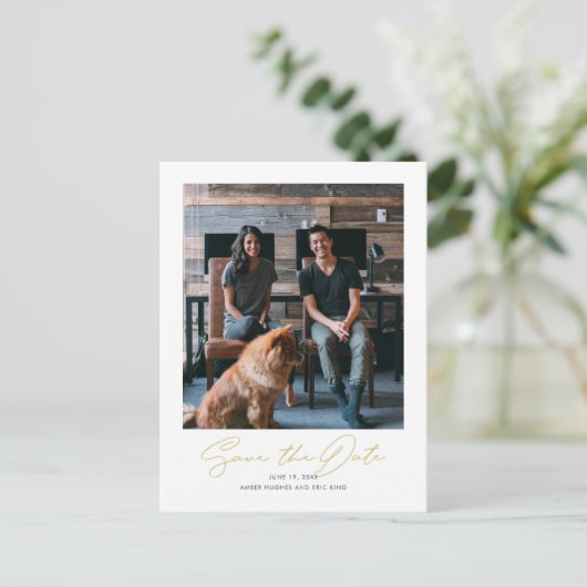 Carte Postale Faire-part Mariage photo moderne simple Enregistrer la date (Debout devant)