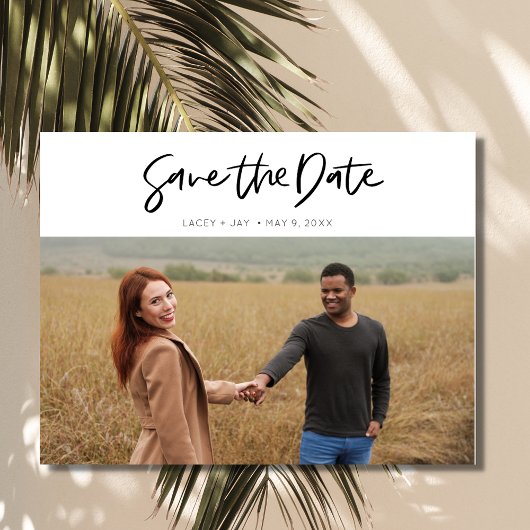 Carte Postale Faire-part Mariage photo moderne simple Enregistrer la date