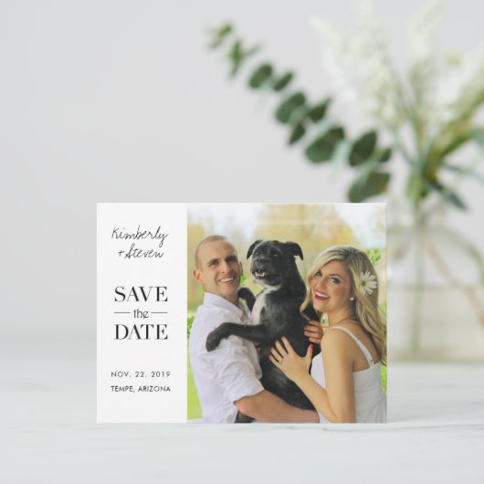 Carte Postale Faire-part Mariage photo moderne simple Enregistrer la date I (Debout devant)