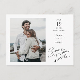 Carte Postale Faire-part Mariage photo moderne simple et élégant Enregistre