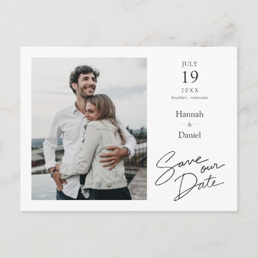 Carte Postale Faire-part Mariage photo moderne simple et élégant Enregistre (Devant)