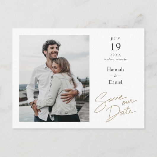 Carte Postale Faire-part Mariage photo moderne simple et élégant Enregistre (Devant)