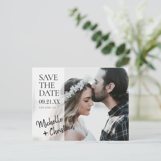 Carte Postale Faire-part Mariage photo personnalisé Enregistrer la date (Debout devant)