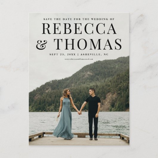 Carte Postale Faire-part Mariage photo portrait moderne enregistrer la date (Devant)