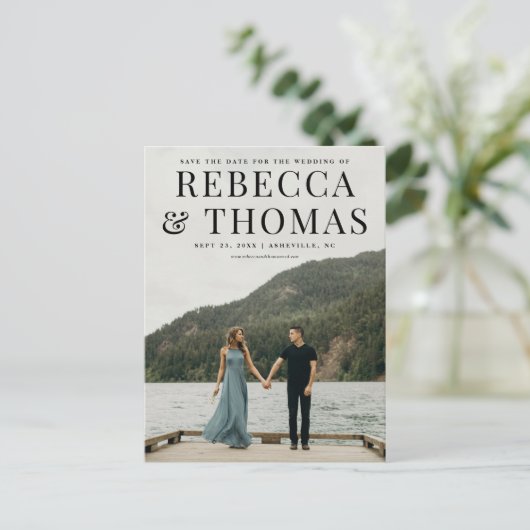 Carte Postale Faire-part Mariage photo portrait moderne enregistrer la date (Debout devant)