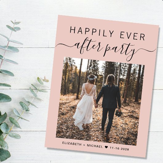 Carte Postale Faire-part Mariage Photo QR Code Heureusement Jamais Après La