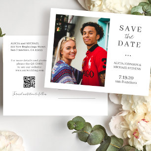 Carte Postale Faire-part Mariage photo QR CODE moderne enregistrer la date