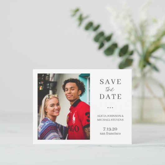 Carte Postale Faire-part Mariage photo QR CODE moderne enregistrer la date (Debout devant)