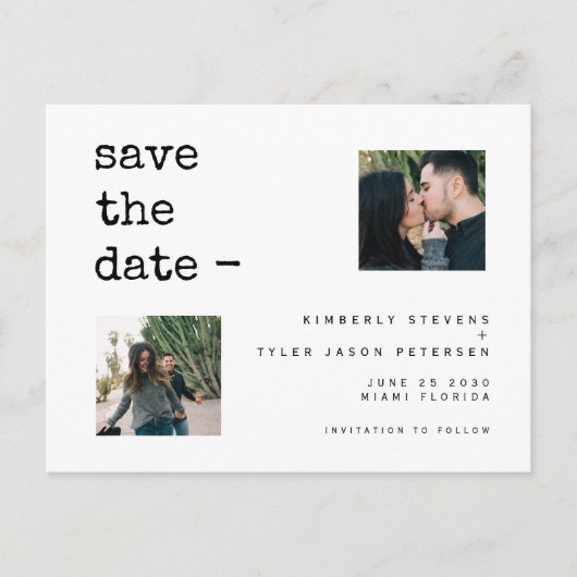 Carte Postale Faire-part Mariage photo QR CODE moderne enregistrer la date (Devant)