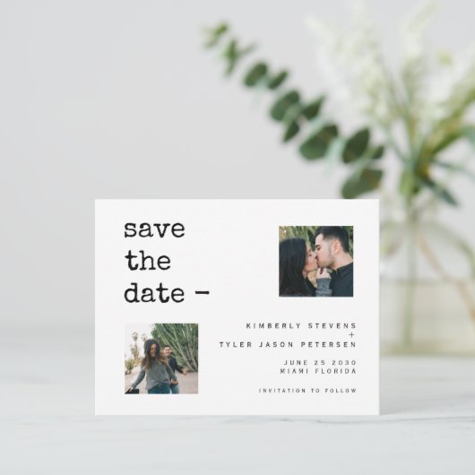 Carte Postale Faire-part Mariage photo QR CODE moderne enregistrer la date (Debout devant)