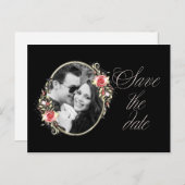 Carte Postale Faire-part Mariage photo rose Enregistrer la date (Devant / Derrière)