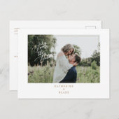 Carte Postale Faire-part Mariage Photo simple avec site Enregistrer la date (Devant / Derrière)