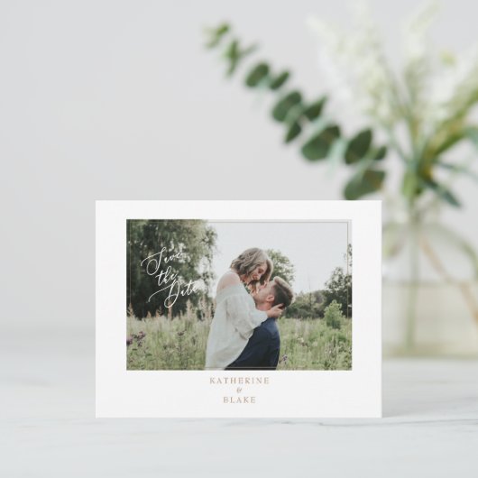 Carte Postale Faire-part Mariage Photo simple avec site Enregistrer la date (Debout devant)