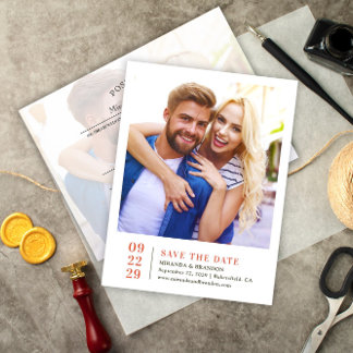 Carte Postale Faire-part Mariage photo simple et élégant Enregistrer la car