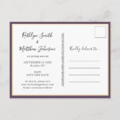 Carte Postale Faire-part Mariage photo simple typographie moderne mauve (Dos)