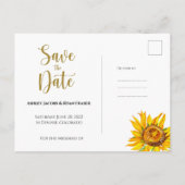 Carte Postale Faire-part Mariage photo tournesol Enregistrer la date (Dos)