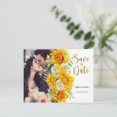 Carte Postale Faire-part Mariage photo tournesol Enregistrer la date (Debout devant)