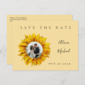 Carte Postale Faire-part Mariage photo tournesol rustique enregistrer la da (Devant / Derrière)
