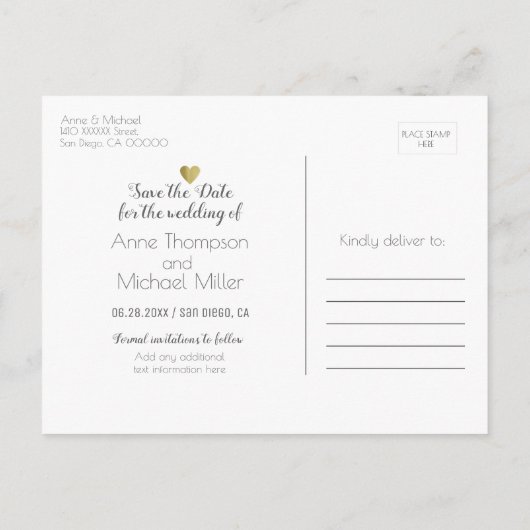 Carte Postale Faire-part mariage photo vertical (Dos)